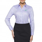 Ladies Nail Head Classic Fit Shirt (Blue) with green logo